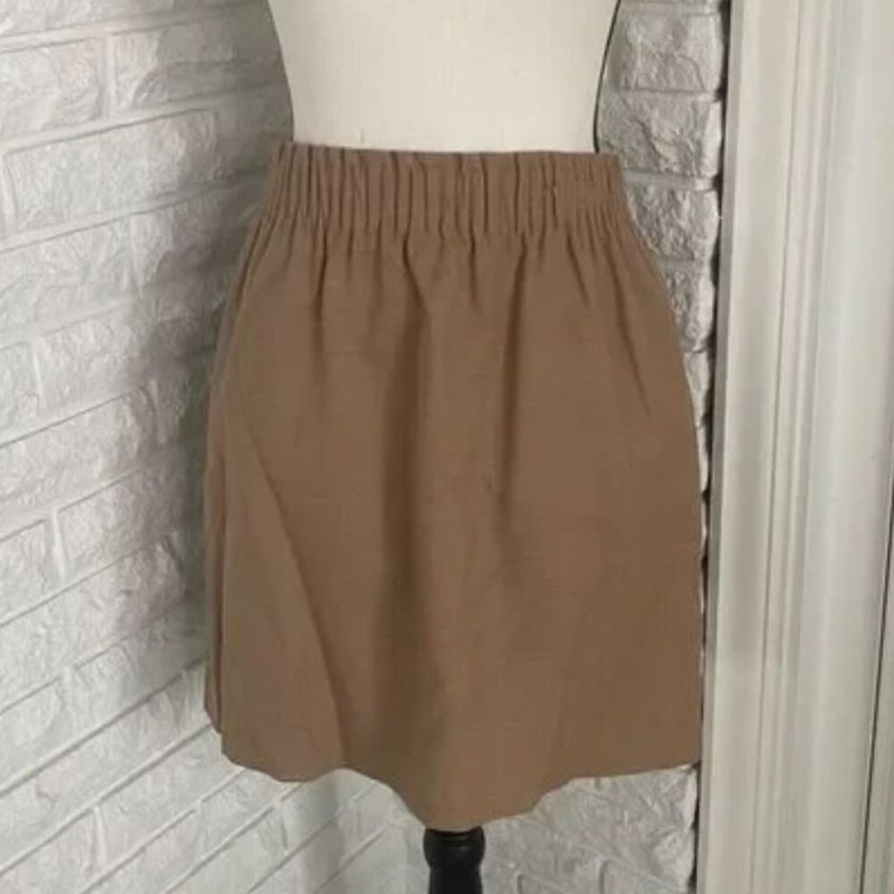 J. Crew Wool Blend Khaki Mini Skirt with Elastic - Small